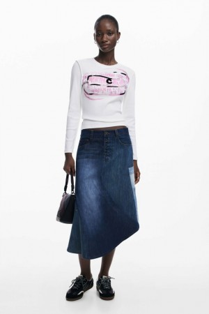 Camisa Manga Larga Desigual Long sleevewith letters Mujer | 6718402-NY