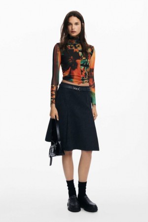 Camisa Manga Larga Desigual Printed tulle Mujer | 5640937-ON