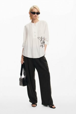 Camisas Desigual Embroidered flower blouse Mujer | 8307124-XW