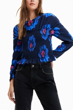 Camisas Desigual Floral ruched blouse Mujer | 8293574-KA