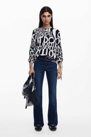Camisas Desigual Letter print blouse with bows Mujer | 6253807-TF