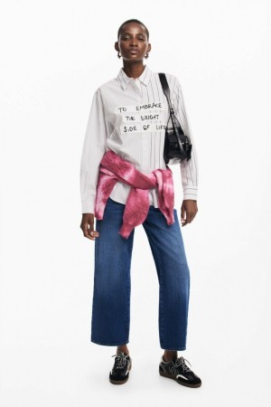 Camisas Desigual Striped with phrase Mujer | 7295610-BZ