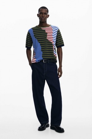 Camiseta Desigual Asymmetric striped Hombre | 8271406-PO