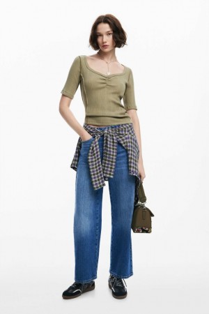 Camiseta Desigual Ruched neckline Mujer | 5417632-MD