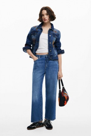 Chamarras Desigual Floral trucker denim Mujer | 5607283-YW