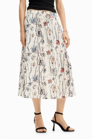 Falda Desigual Illustrated floral midi Mujer | 5024637-SL