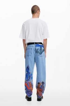 Pantalon Desigual Straight jeans with India print Hombre | 7029618-EX