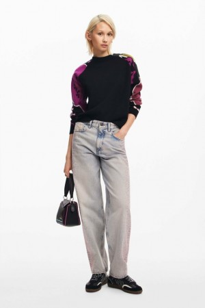 Suéteres Desigual Sweater with floral sleeves Mujer | 5729306-EW