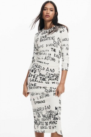 Vestido Desigual Midi with phrase Mujer | 0351496-CR